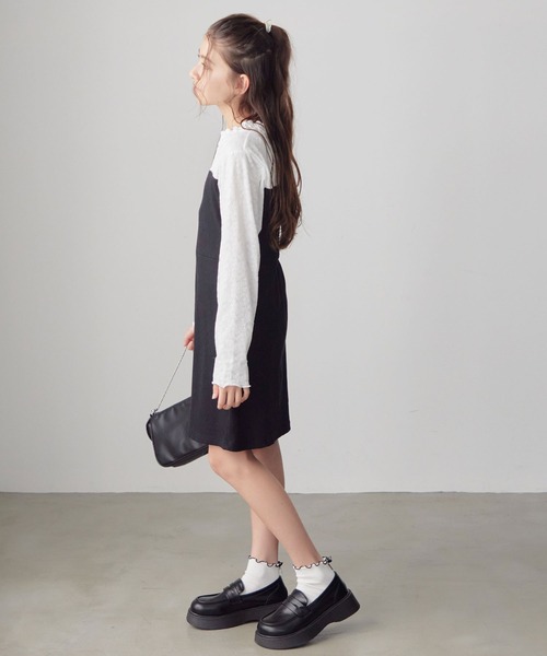 Amourire girl(アムリールガール)の「プチハイネック レースドッキングワンピース(130cm~150cm)(ワンピース・キッズ・ブラック/ベージュ・130cm/140cm/150cm)」の8枚目の写真