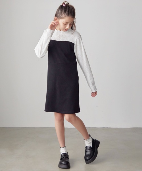 Amourire girl(アムリールガール)の「プチハイネック レースドッキングワンピース(130cm~150cm)(ワンピース・キッズ・ブラック/ベージュ・130cm/140cm/150cm)」の9枚目の写真