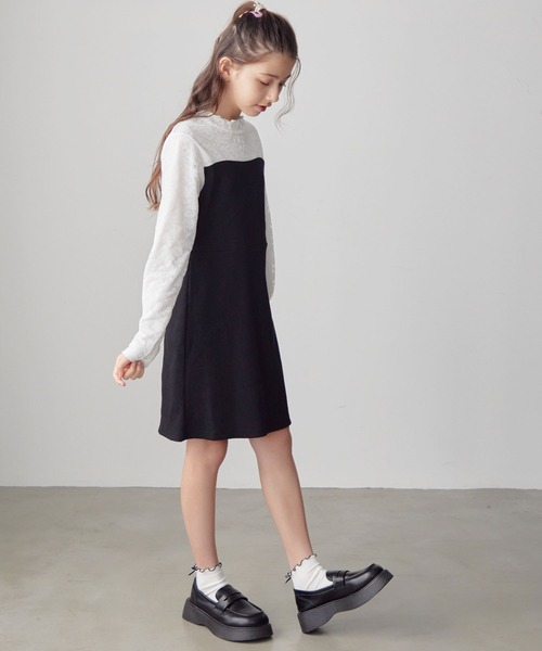 Amourire girl(アムリールガール)の「プチハイネック レースドッキングワンピース(130cm~150cm)(ワンピース・キッズ・ブラック/ベージュ・130cm/140cm/150cm)」の12枚目の写真