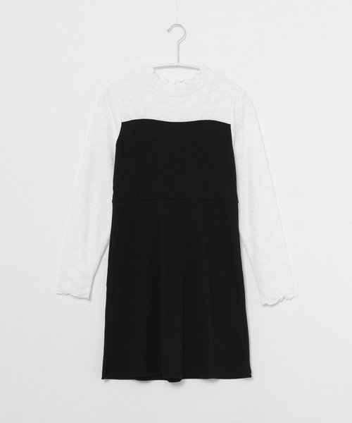 Amourire girl(アムリールガール)の「プチハイネック レースドッキングワンピース(130cm~150cm)(ワンピース・キッズ・ブラック/ベージュ・130cm/140cm/150cm)」の13枚目の写真