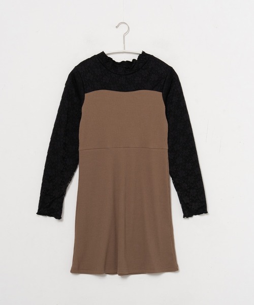 Amourire girl(アムリールガール)の「プチハイネック レースドッキングワンピース(130cm~150cm)(ワンピース・キッズ・ブラック/ベージュ・130cm/140cm/150cm)」の15枚目の写真