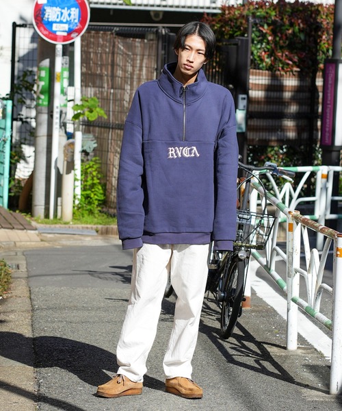 RVCA(ルーカ)の「RVCA メンズ SCRIPT ZIP トレーナー【2023年秋冬モデル】/ルーカセットアップ対応スクリプトブランドロゴハーフZIPトレーナー(スウェット・メンズ・ブラック/ブルー系その他/グレー・MEDIUM/X-LARGE/LARGE/SMALL)」の18枚目の写真