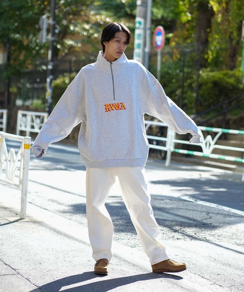 RVCA(ルーカ)の「RVCA メンズ SCRIPT ZIP トレーナー【2023年秋冬モデル】/ルーカセットアップ対応スクリプトブランドロゴハーフZIPトレーナー(スウェット・メンズ・ブラック/ブルー系その他/グレー・MEDIUM/X-LARGE/LARGE/SMALL)」の8枚目の写真