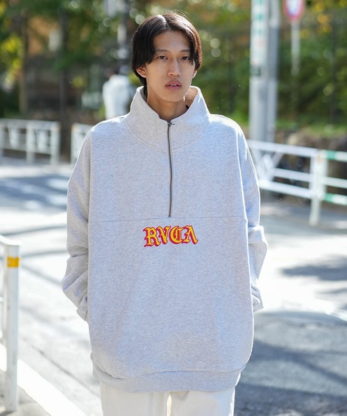 RVCA(ルーカ)の「RVCA メンズ SCRIPT ZIP トレーナー【2023年秋冬モデル】/ルーカセットアップ対応スクリプトブランドロゴハーフZIPトレーナー(スウェット・メンズ・ブラック/ブルー系その他/グレー・MEDIUM/X-LARGE/LARGE/SMALL)」の11枚目の写真