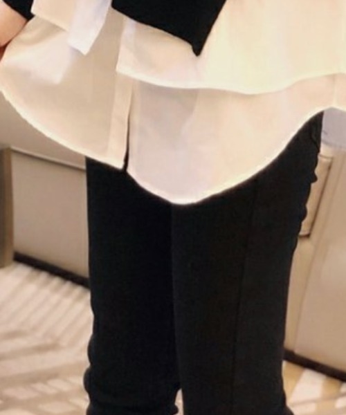 deux amour(ドゥーザムール)の「レイヤードニットトップス(ニット/セーター・レディース・ブラック/ベージュ/グレー/ブラック×ホワイト・FREE)」の14枚目の写真