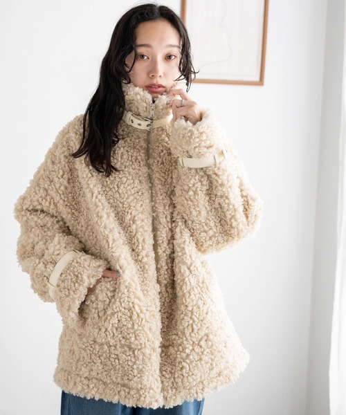 WEGO（ウィゴー）の「WEGO/ボアフライトジャケット（ブルゾン・レディース・ブラック/ライトベージュ・FREE）」の16枚目の写真