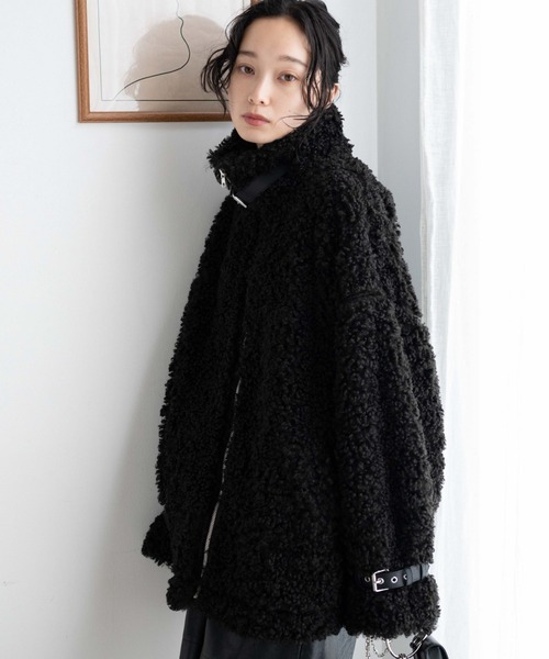 WEGO（ウィゴー）の「WEGO/ボアフライトジャケット（ブルゾン・レディース・ブラック/ライトベージュ・FREE）」の9枚目の写真