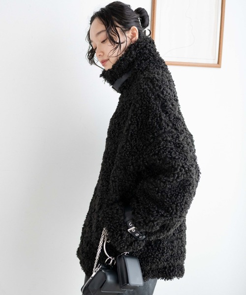 WEGO（ウィゴー）の「WEGO/ボアフライトジャケット（ブルゾン・レディース・ブラック/ライトベージュ・FREE）」の10枚目の写真