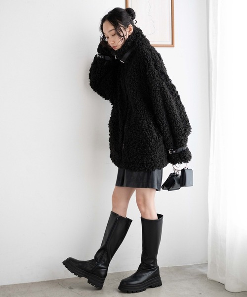 WEGO（ウィゴー）の「WEGO/ボアフライトジャケット（ブルゾン・レディース・ブラック/ライトベージュ・FREE）」の12枚目の写真