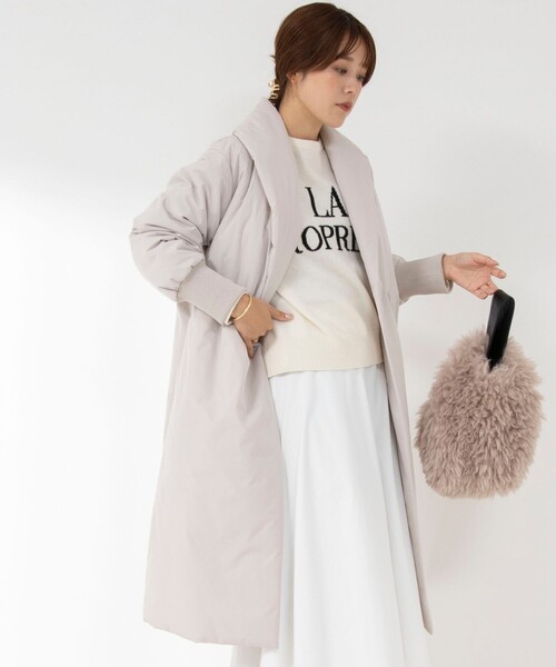 NOLLEY’S(ノーリーズ)の「ショールカラー中綿コート(その他アウター・レディース・グレイッシュベージュ/ダークネイビー・FREE)」の21枚目の写真