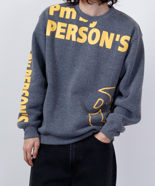 PERSON'S（パーソンズ）の「PERSON'S 裏起毛プリントクルートレーナー（スウェット・メンズ・ブラック/ホワイト/チャコール・LL/L/M）」の3枚目の写真