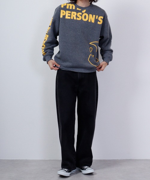 PERSON'S（パーソンズ）の「PERSON'S 裏起毛プリントクルートレーナー（スウェット・メンズ・ブラック/ホワイト/チャコール・LL/L/M）」の9枚目の写真
