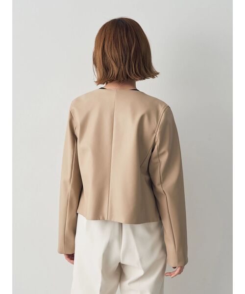 YECCA VECCA(イェッカヴェッカ)の「ノーカラーライダースジャケット(ライダースジャケット・レディース・チャコールグレー/ベージュ・FREE)」の7枚目の写真