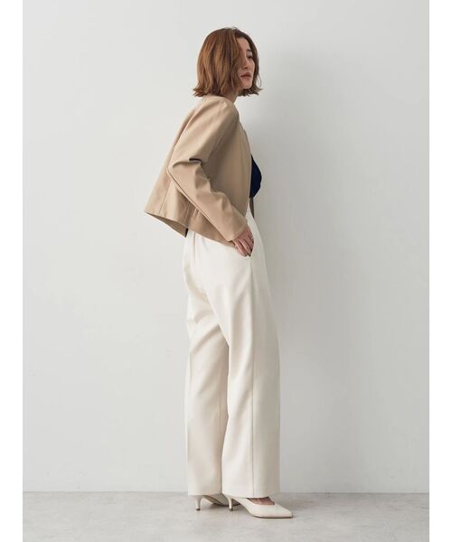 YECCA VECCA(イェッカヴェッカ)の「ノーカラーライダースジャケット(ライダースジャケット・レディース・チャコールグレー/ベージュ・FREE)」の13枚目の写真