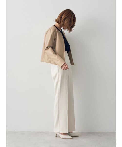 YECCA VECCA(イェッカヴェッカ)の「ノーカラーライダースジャケット(ライダースジャケット・レディース・チャコールグレー/ベージュ・FREE)」の14枚目の写真