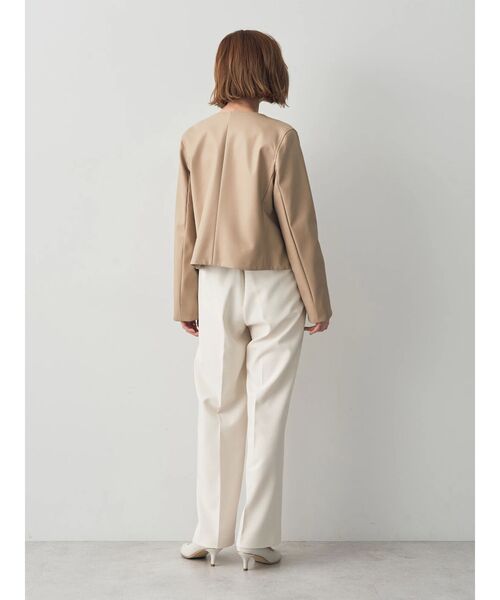 YECCA VECCA(イェッカヴェッカ)の「ノーカラーライダースジャケット(ライダースジャケット・レディース・チャコールグレー/ベージュ・FREE)」の15枚目の写真