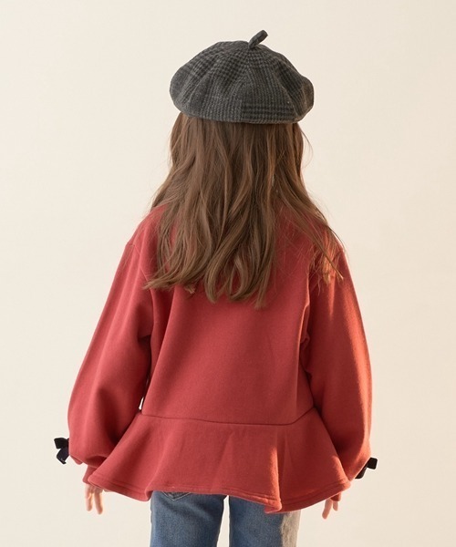 Lycee mine（リセマイン）の「【表コットン毛玉バイバイ裏起毛】アソートリボン付きガーリートップス（スウェット・キッズ・レッド系その他/グレイッシュベージュ/ベージュ/ピンク/ラベンダー/ミント/ブルーグレー/ブラック・120cm/110cm/140cm/150cm/100cm/130cm）」の14枚目の写真