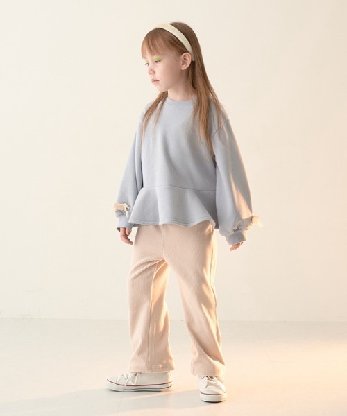 Lycee mine（リセマイン）の「【表コットン毛玉バイバイ裏起毛】アソートリボン付きガーリートップス（スウェット・キッズ・レッド系その他/グレイッシュベージュ/ベージュ/ピンク/ラベンダー/ミント/ブルーグレー/ブラック・120cm/110cm/140cm/150cm/100cm/130cm）」の16枚目の写真