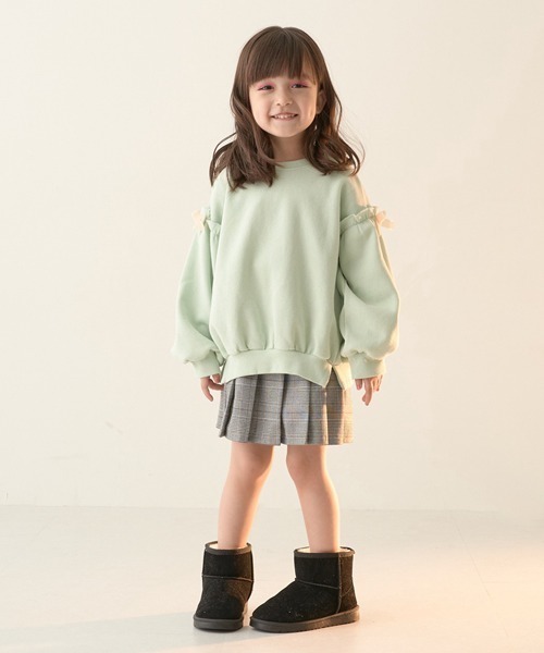 Lycee mine（リセマイン）の「【表コットン毛玉バイバイ裏起毛】アソートリボン付きガーリートップス（スウェット・キッズ・レッド系その他/グレイッシュベージュ/ベージュ/ピンク/ラベンダー/ミント/ブルーグレー/ブラック・120cm/110cm/140cm/150cm/100cm/130cm）」の19枚目の写真