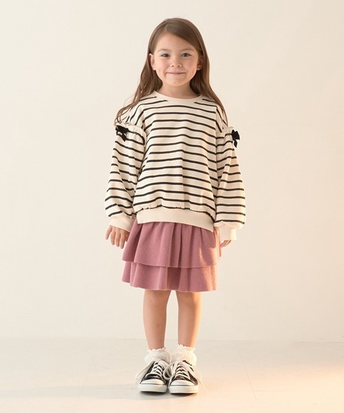 Lycee mine（リセマイン）の「【表コットン毛玉バイバイ裏起毛】アソートリボン付きガーリートップス（スウェット・キッズ・レッド系その他/グレイッシュベージュ/ベージュ/ピンク/ラベンダー/ミント/ブルーグレー/ブラック・120cm/110cm/140cm/150cm/100cm/130cm）」の21枚目の写真