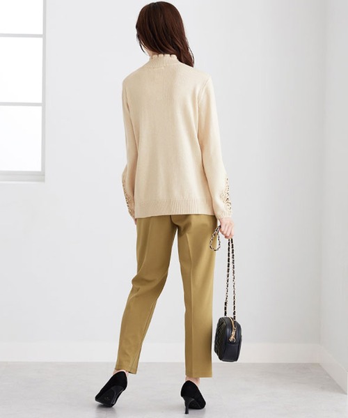 BELLUNA PLUS（ベルーナ）の「＜Ｍ・Ｄ＞ウール入り袖レースプルオーバー（ニット/セーター・レディース・ターコイズブルー/パープル系その他/アイボリー・LARGE/MEDIUM/X-LARGE）」の11枚目の写真