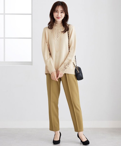BELLUNA PLUS（ベルーナ）の「＜Ｍ・Ｄ＞ウール入り袖レースプルオーバー（ニット/セーター・レディース・ターコイズブルー/パープル系その他/アイボリー・LARGE/MEDIUM/X-LARGE）」の15枚目の写真
