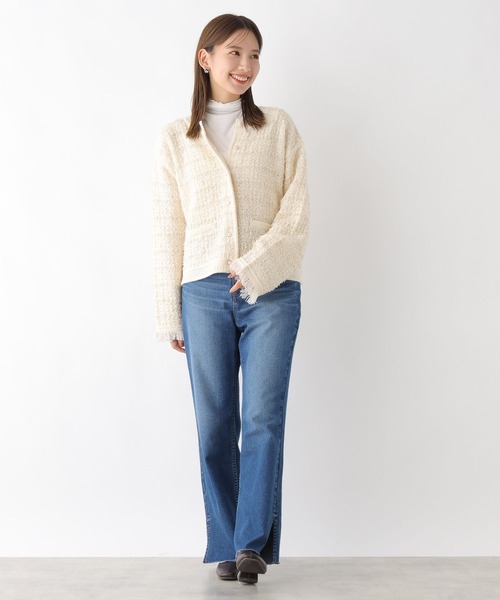 LEPSIM（レプシィム）の「5ゲージツイードパールカーディガン　971250（カーディガン/ボレロ・レディース・ブラック/オフホワイト・FREE）」の5枚目の写真