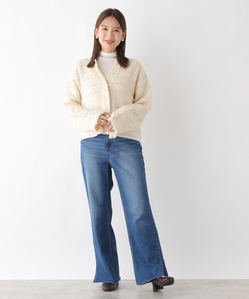 LEPSIM（レプシィム）の「5ゲージツイードパールカーディガン　971250（カーディガン/ボレロ・レディース・ブラック/オフホワイト・FREE）」の6枚目の写真