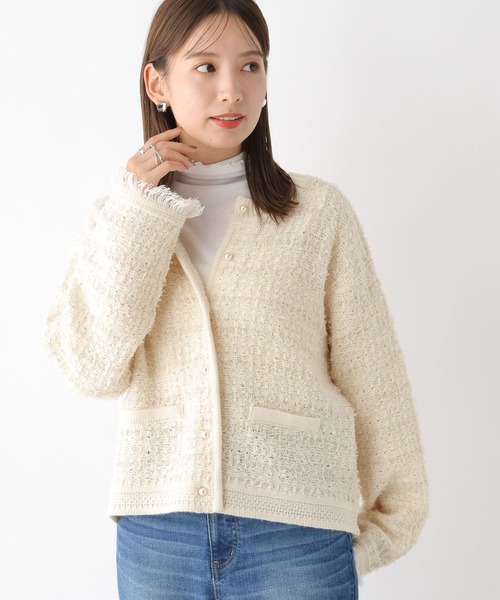 LEPSIM（レプシィム）の「5ゲージツイードパールカーディガン　971250（カーディガン/ボレロ・レディース・ブラック/オフホワイト・FREE）」の7枚目の写真