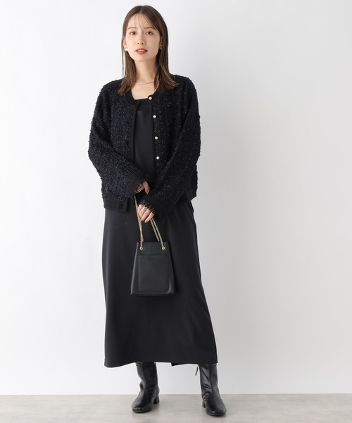 LEPSIM（レプシィム）の「5ゲージツイードパールカーディガン　971250（カーディガン/ボレロ・レディース・ブラック/オフホワイト・FREE）」の9枚目の写真