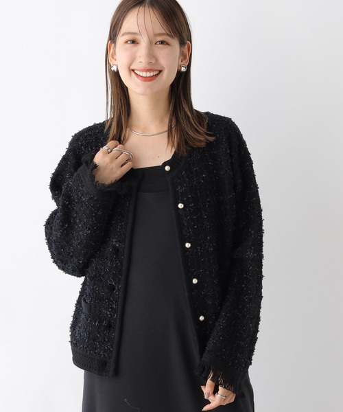 LEPSIM（レプシィム）の「5ゲージツイードパールカーディガン　971250（カーディガン/ボレロ・レディース・ブラック/オフホワイト・FREE）」の11枚目の写真