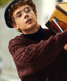 オーバーサイズフィッシャーマンケーブルニットクルーネックカーディガン EMMA CLOTHES