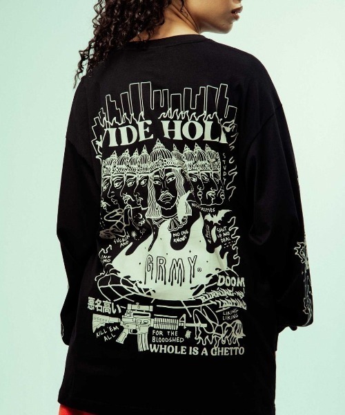 GRIMEY（グライミー）の「GRMY(GRIMEY)/グライミー/LONG SLEEVE TEE②（Tシャツ/カットソー・メンズ・ブラック/その他3・M/L/XL）」の6枚目の写真