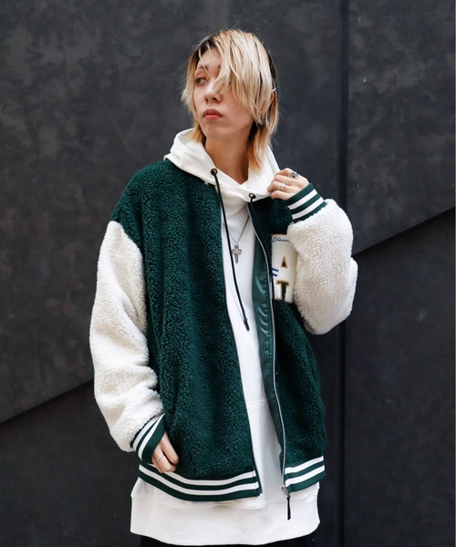 美品】ストロール フード付き アイボリー スタジアムジャケット