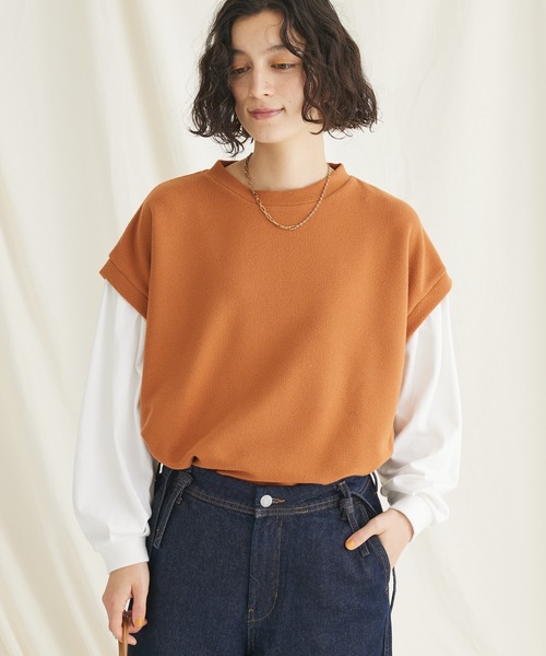 CRAFT STANDARD BOUTIQUE(クラフトスタンダードブティック)の「起毛ワッフルレイヤード風プルオーバー(Tシャツ/カットソー・レディース・オレンジ/モカ/ブラック・FREE)」の3枚目の写真