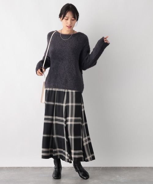 GLOBAL WORK(グローバルワーク)の「フェザー2WAYプルオーバー/985966(ニット/セーター・レディース・モカ/ブルー/チャコールグレー・FREE)」の13枚目の写真