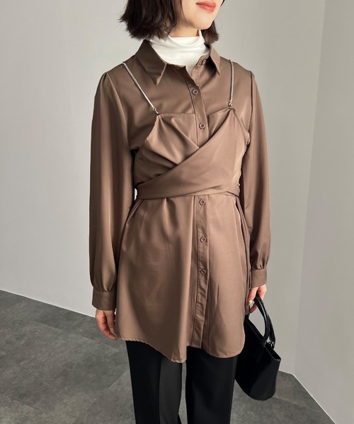 ISOOK(アイスー)の「【ISOOK / アイスー】チェーンビスチェシャツワンピース / シャツワンピ ミニワンピース シャツチュニック ZOZOTOWN限定(シャツワンピース・レディース・ブラウン・FREE)」の12枚目の写真