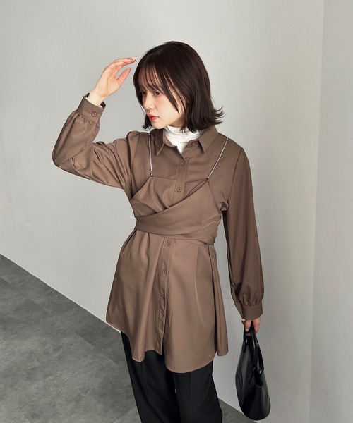 ISOOK(アイスー)の「【ISOOK / アイスー】チェーンビスチェシャツワンピース / シャツワンピ ミニワンピース シャツチュニック ZOZOTOWN限定(シャツワンピース・レディース・ブラウン・FREE)」の11枚目の写真