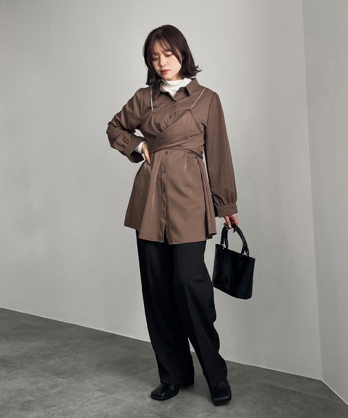 ISOOK(アイスー)の「【ISOOK / アイスー】チェーンビスチェシャツワンピース / シャツワンピ ミニワンピース シャツチュニック ZOZOTOWN限定(シャツワンピース・レディース・ブラウン・FREE)」の7枚目の写真