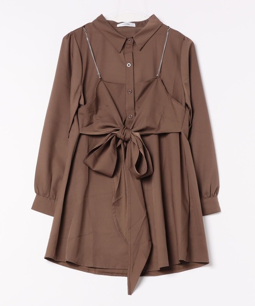 ISOOK(アイスー)の「【ISOOK / アイスー】チェーンビスチェシャツワンピース / シャツワンピ ミニワンピース シャツチュニック ZOZOTOWN限定(シャツワンピース・レディース・ブラウン・FREE)」の14枚目の写真