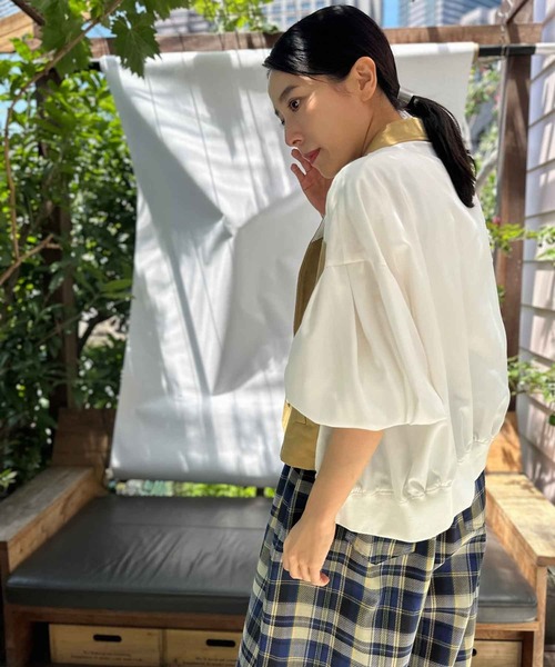 AVIE(アビィ)の「ディファレントファブリックジャケット(テーラードジャケット・レディース・ベージュ/ブラック・38)」の8枚目の写真