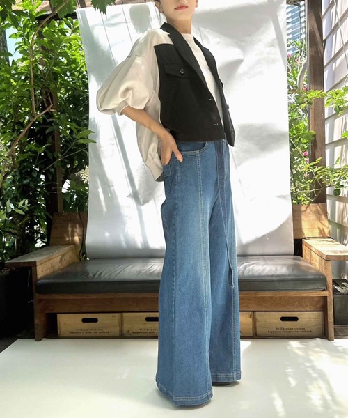 AVIE(アビィ)の「ディファレントファブリックジャケット(テーラードジャケット・レディース・ベージュ/ブラック・38)」の21枚目の写真