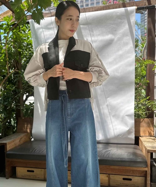 AVIE(アビィ)の「ディファレントファブリックジャケット(テーラードジャケット・レディース・ベージュ/ブラック・38)」の17枚目の写真