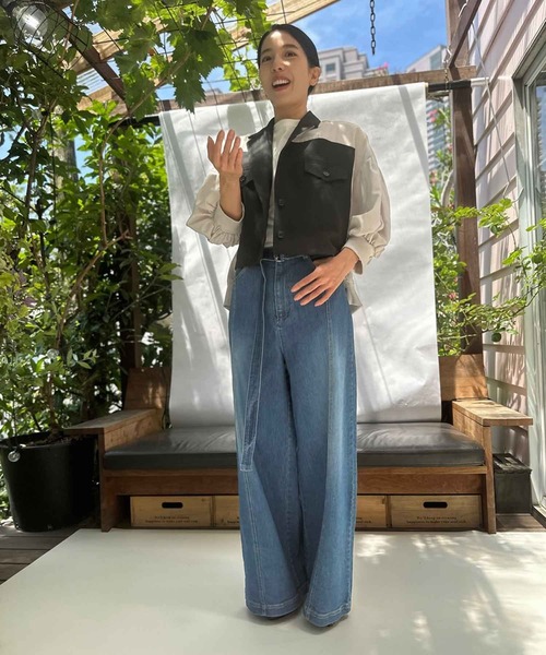 AVIE(アビィ)の「ディファレントファブリックジャケット(テーラードジャケット・レディース・ベージュ/ブラック・38)」の22枚目の写真