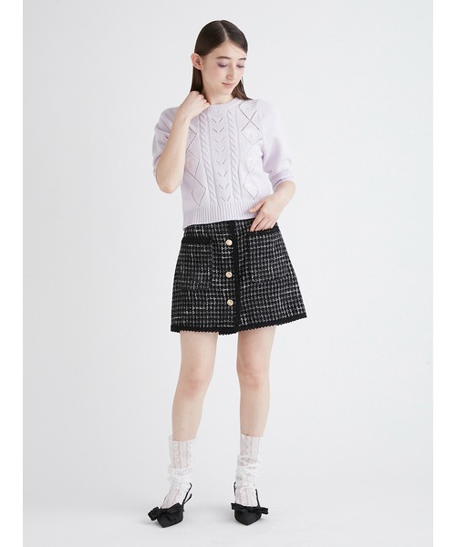 FURFUR（ファーファー）の「トリミングツイードスカショーパン（スカート・レディース・アイボリー/ラベンダー/ブラック・FREE）」の9枚目の写真