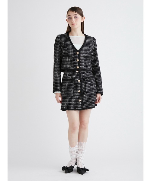 FURFUR（ファーファー）の「トリミングツイードスカショーパン（スカート・レディース・アイボリー/ラベンダー/ブラック・FREE）」の14枚目の写真