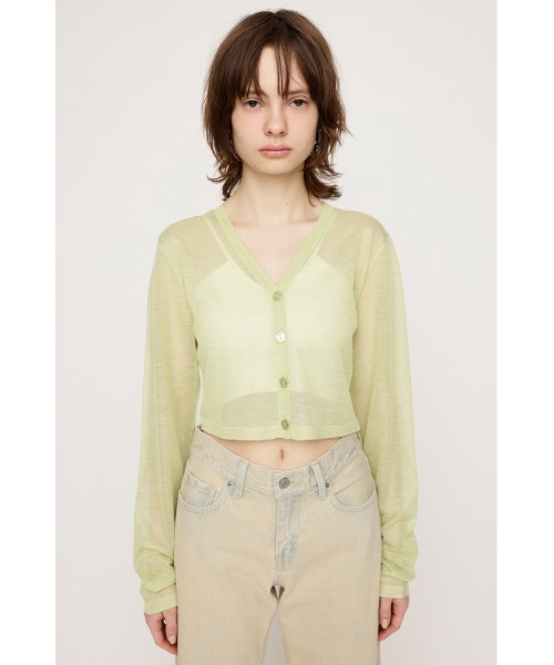 SLY(スライ)の「CROPPED 2WAY SHEER C/D クロップド 2ウェイ シアー カーディガン(カーディガン/ボレロ・レディース・ピンク/ライトグリーン/グレー・FREE)」の9枚目の写真