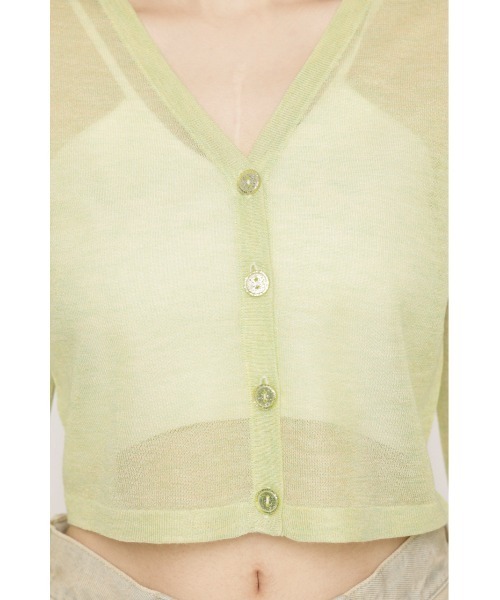 SLY(スライ)の「CROPPED 2WAY SHEER C/D クロップド 2ウェイ シアー カーディガン(カーディガン/ボレロ・レディース・ピンク/ライトグリーン/グレー・FREE)」の4枚目の写真