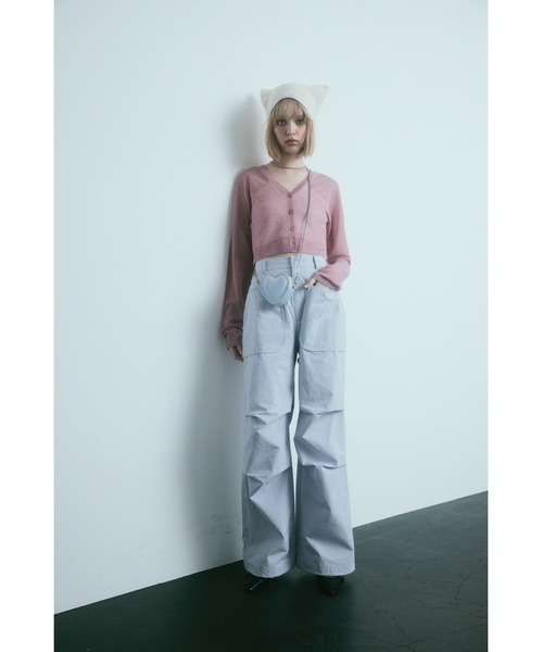 SLY(スライ)の「CROPPED 2WAY SHEER C/D クロップド 2ウェイ シアー カーディガン(カーディガン/ボレロ・レディース・ピンク/ライトグリーン/グレー・FREE)」の6枚目の写真