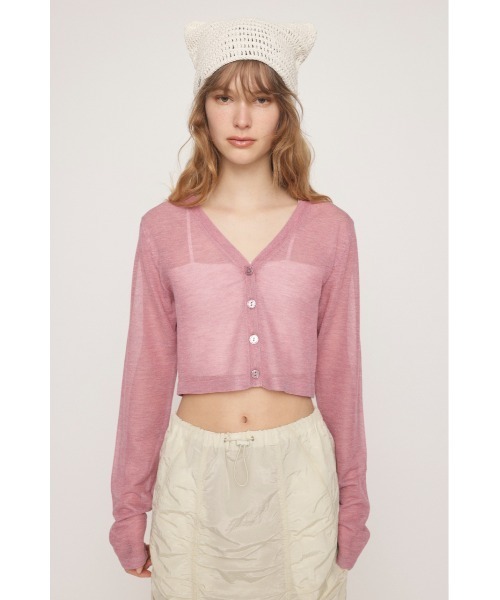 SLY(スライ)の「CROPPED 2WAY SHEER C/D クロップド 2ウェイ シアー カーディガン(カーディガン/ボレロ・レディース・ピンク/ライトグリーン/グレー・FREE)」の12枚目の写真